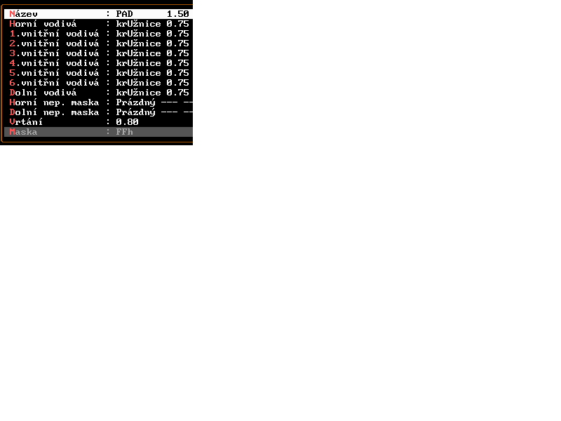 Menu editace p�jec�ho bodu