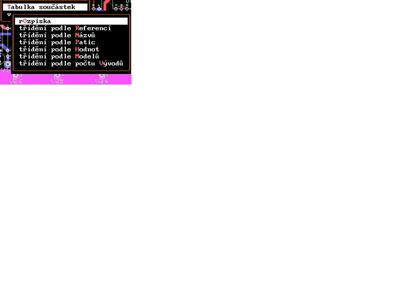 Menu Rozpiska editoru spoj�