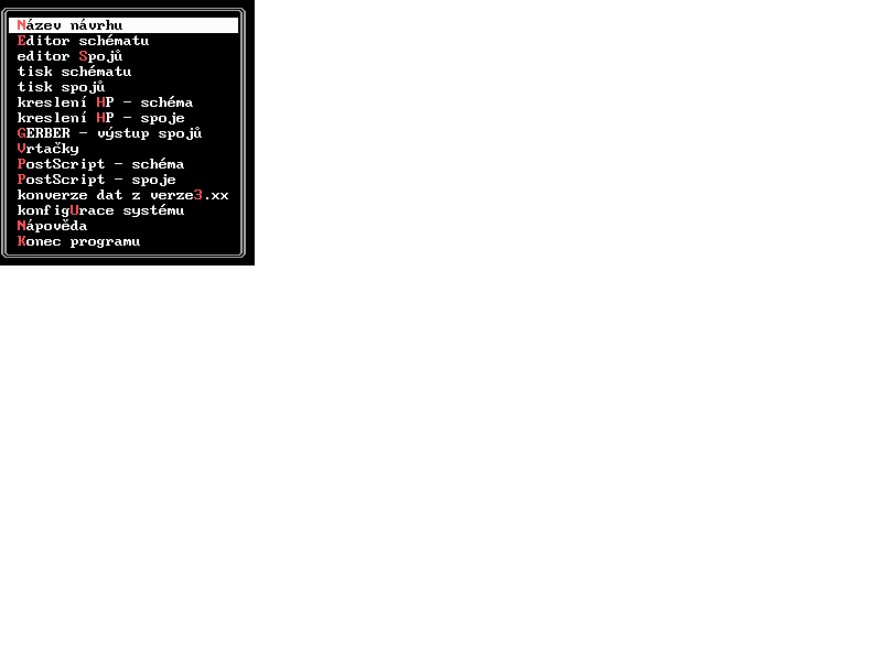 Hlavn� menu mana�eru