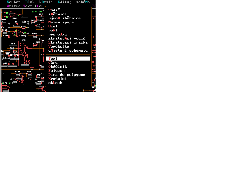 Menu Kresli editoru sch�mat